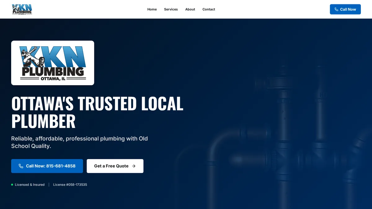 KKN Plumbing website built by Illinois Valley Web Design